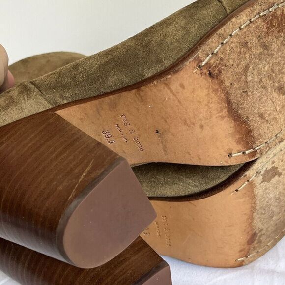 Rag & Bone Suede Ankle Bootie Boot Size 9 Green Chunky Heel Back‎ Zip Bohemian - Picture 16 of 16